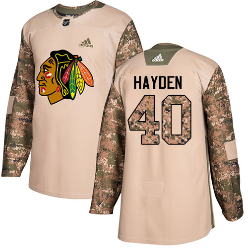 Adidas Blackhawks #40 John Hayden Camo Authentic Veterans Day Stitched NHL Jersey - Click Image to Close